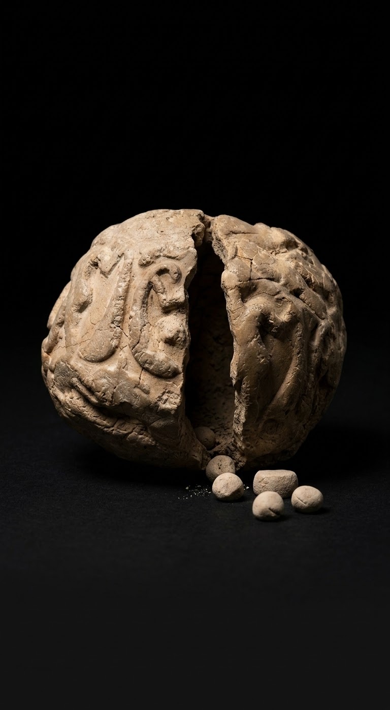 Bulla de arcilla mesopotámica abierta